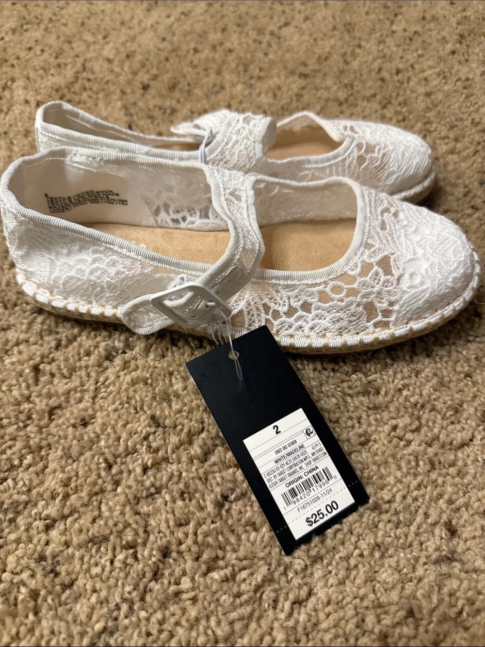 art class White Lace Mary Jane Espadrille Flats with Buckle